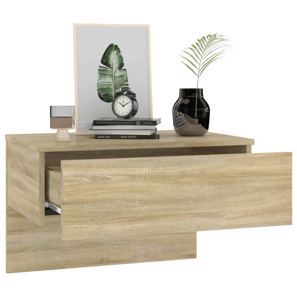 Wall-mounted bedside tables, 2 pcs., oak