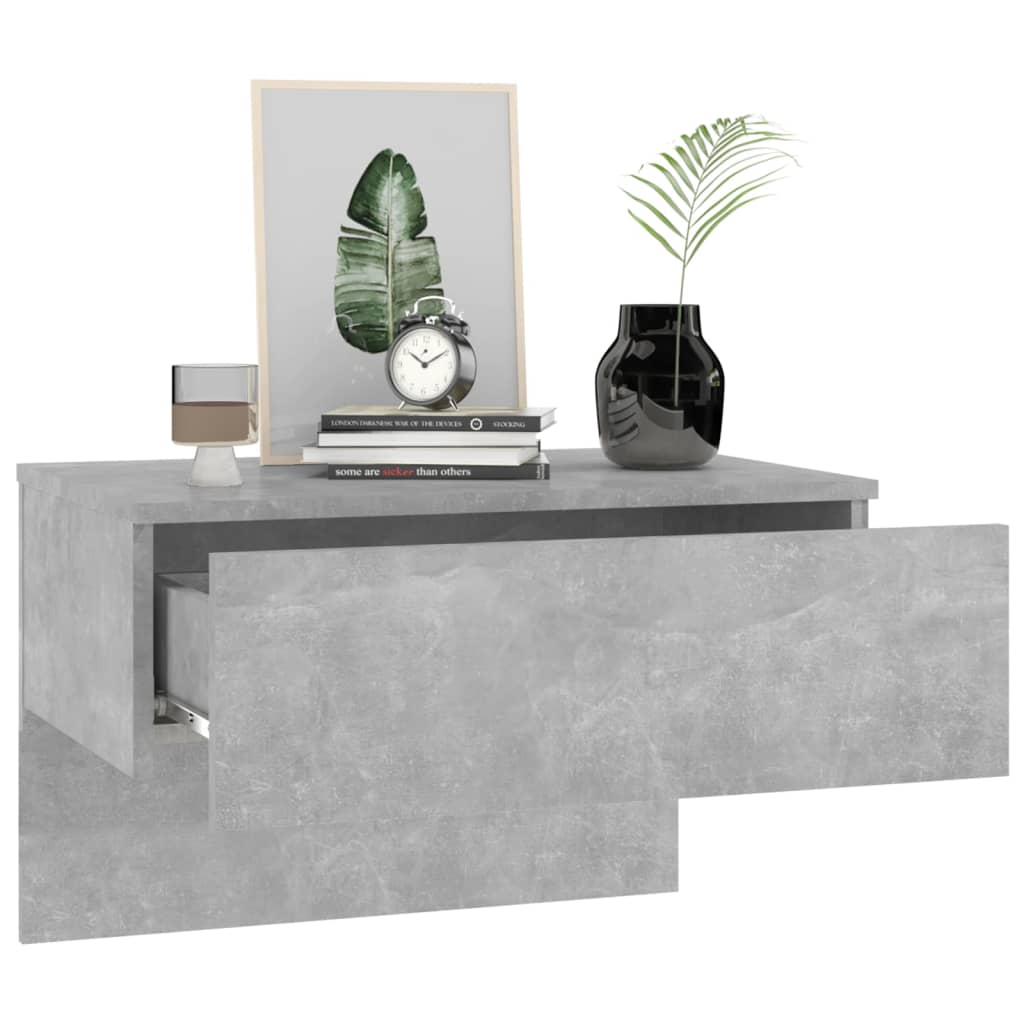 Wall-mounted bedside table, concrete grey