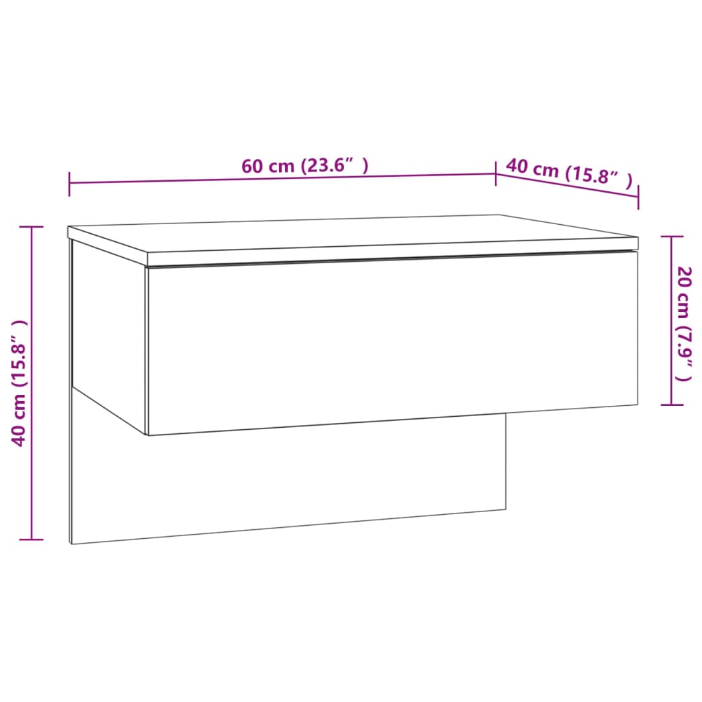 Wall-mounted bedside table, concrete grey