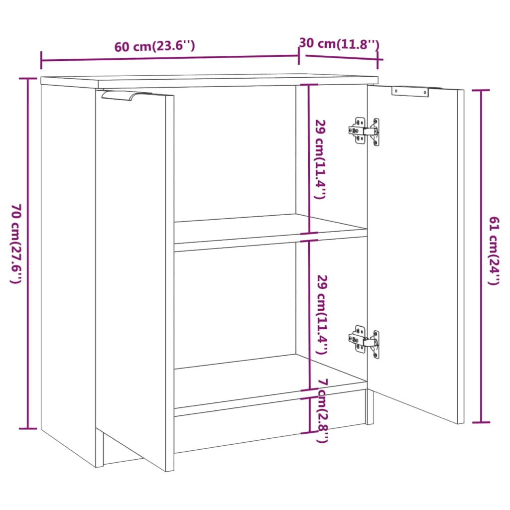Side cabinet, concrete grey, 60x30x70cm, engineered wood