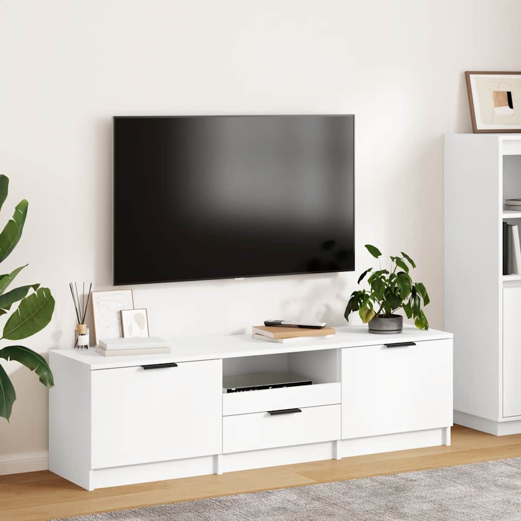 Televizoriaus spintelė, balta, 140x35x40cm, apdirbta mediena