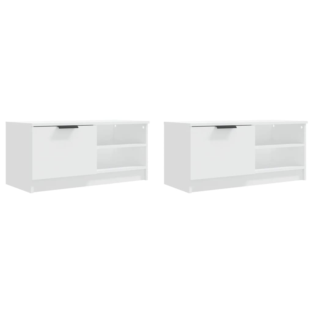 Televizoriaus spintelės, 2vnt., baltos, 80x35x36,5cm, mediena