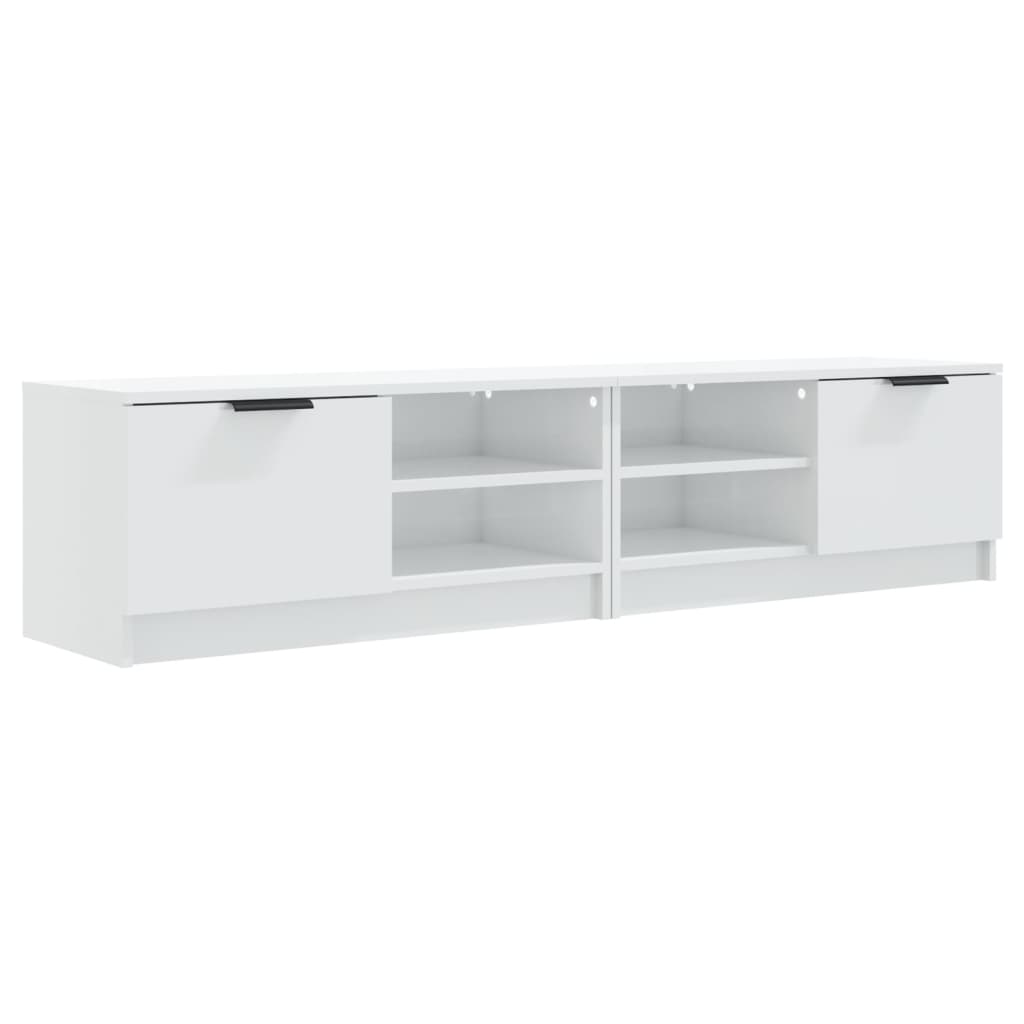 TV spintelės, 2vnt., baltos, 80x35x36,5cm, mediena, blizgios