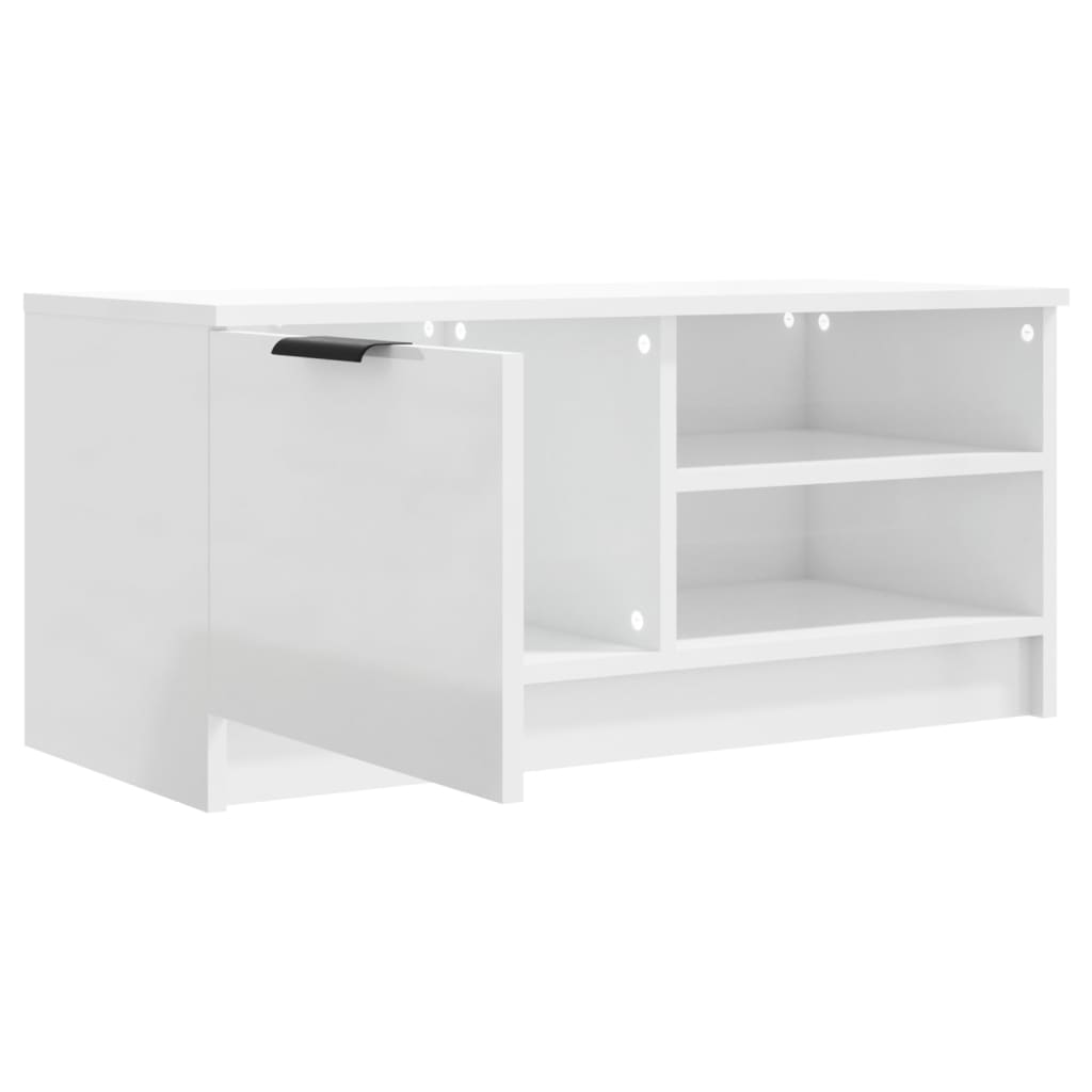 TV spintelės, 2vnt., baltos, 80x35x36,5cm, mediena, blizgios
