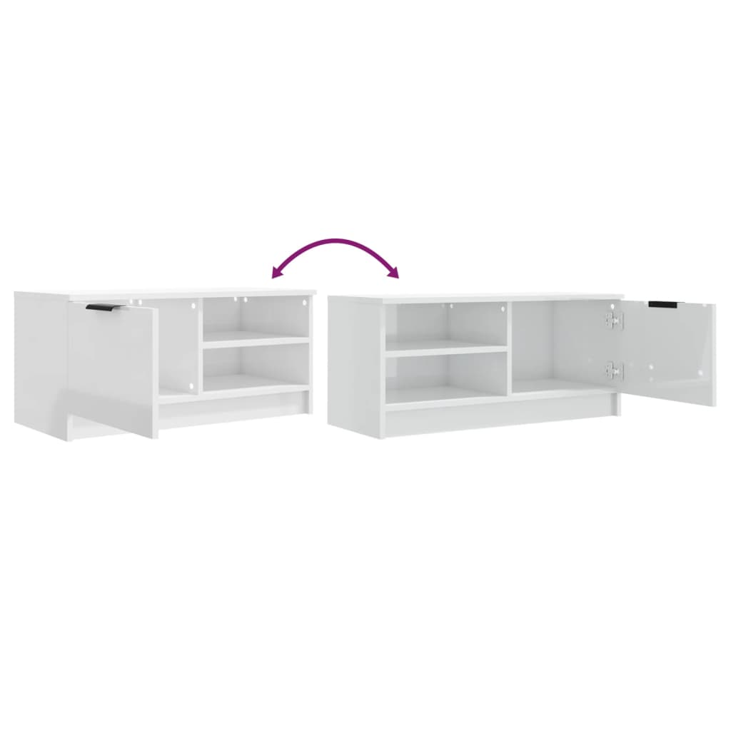 TV spintelės, 2vnt., baltos, 80x35x36,5cm, mediena, blizgios