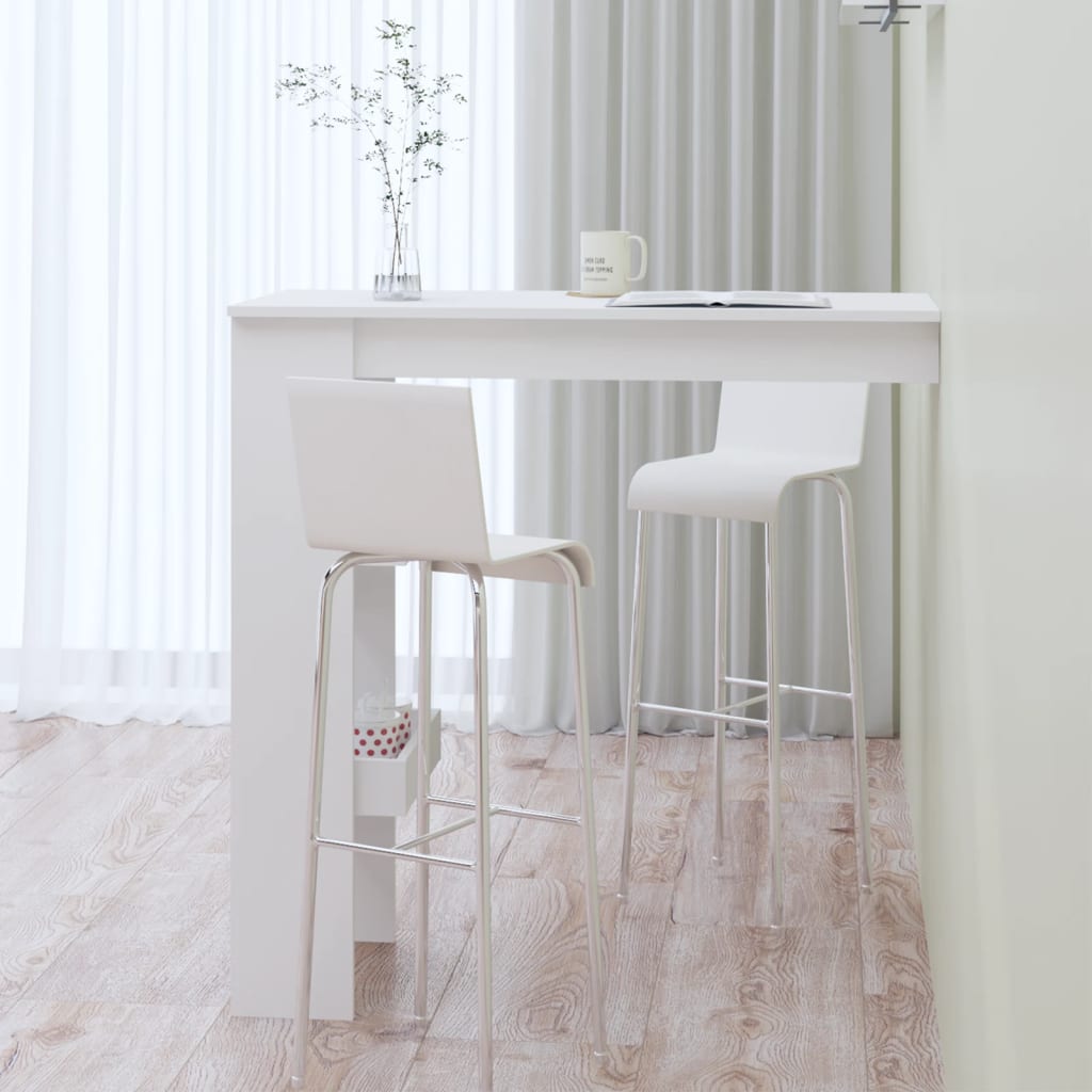Wall-mounted bar table, white, 102x45x103.5cm, wood