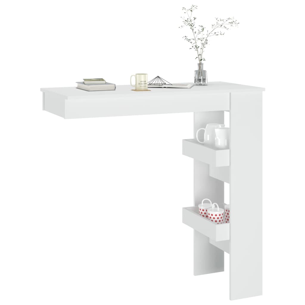 Wall-mounted bar table, white, 102x45x103.5cm, wood