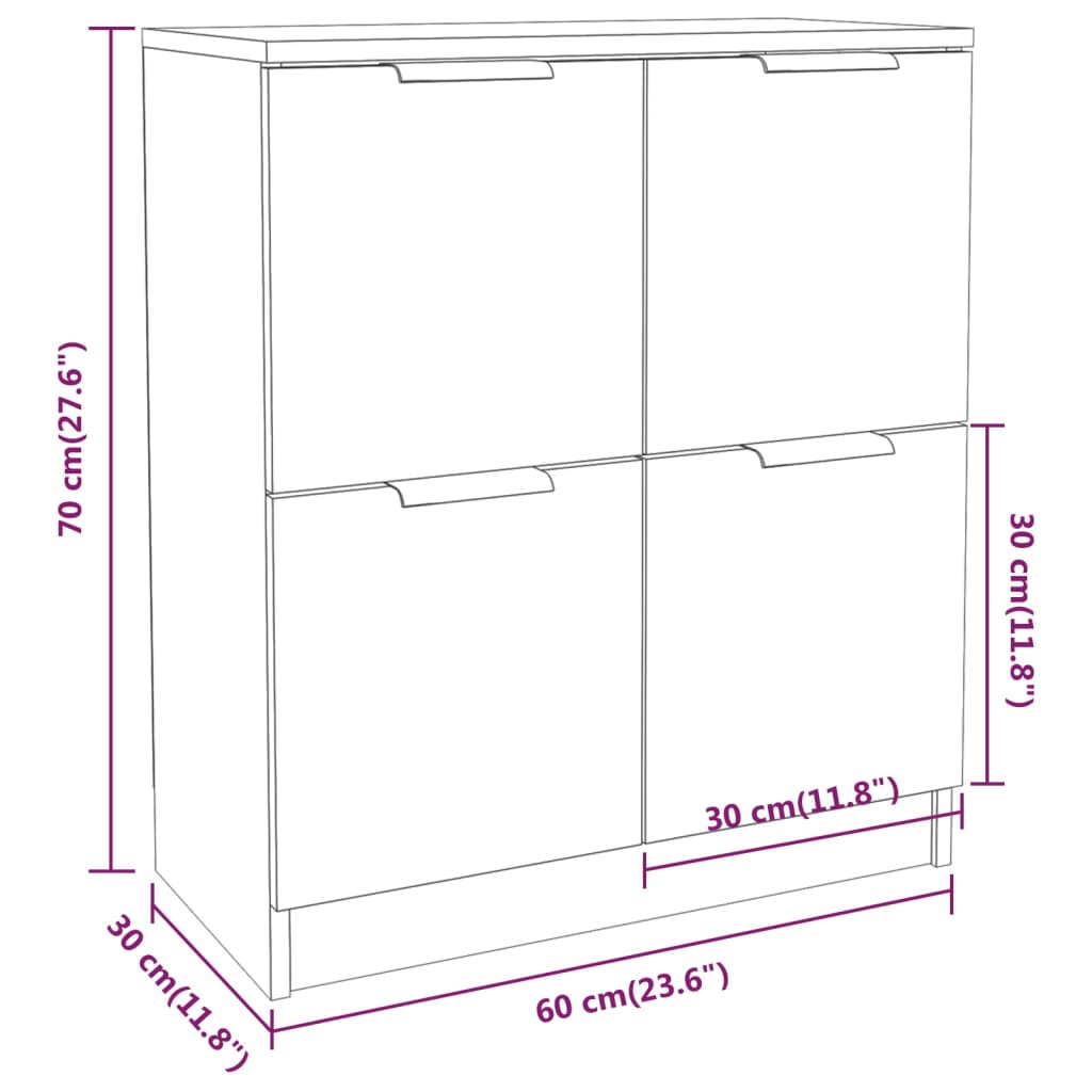 Sideboard, gray oak, 60x30x70cm, engineered wood