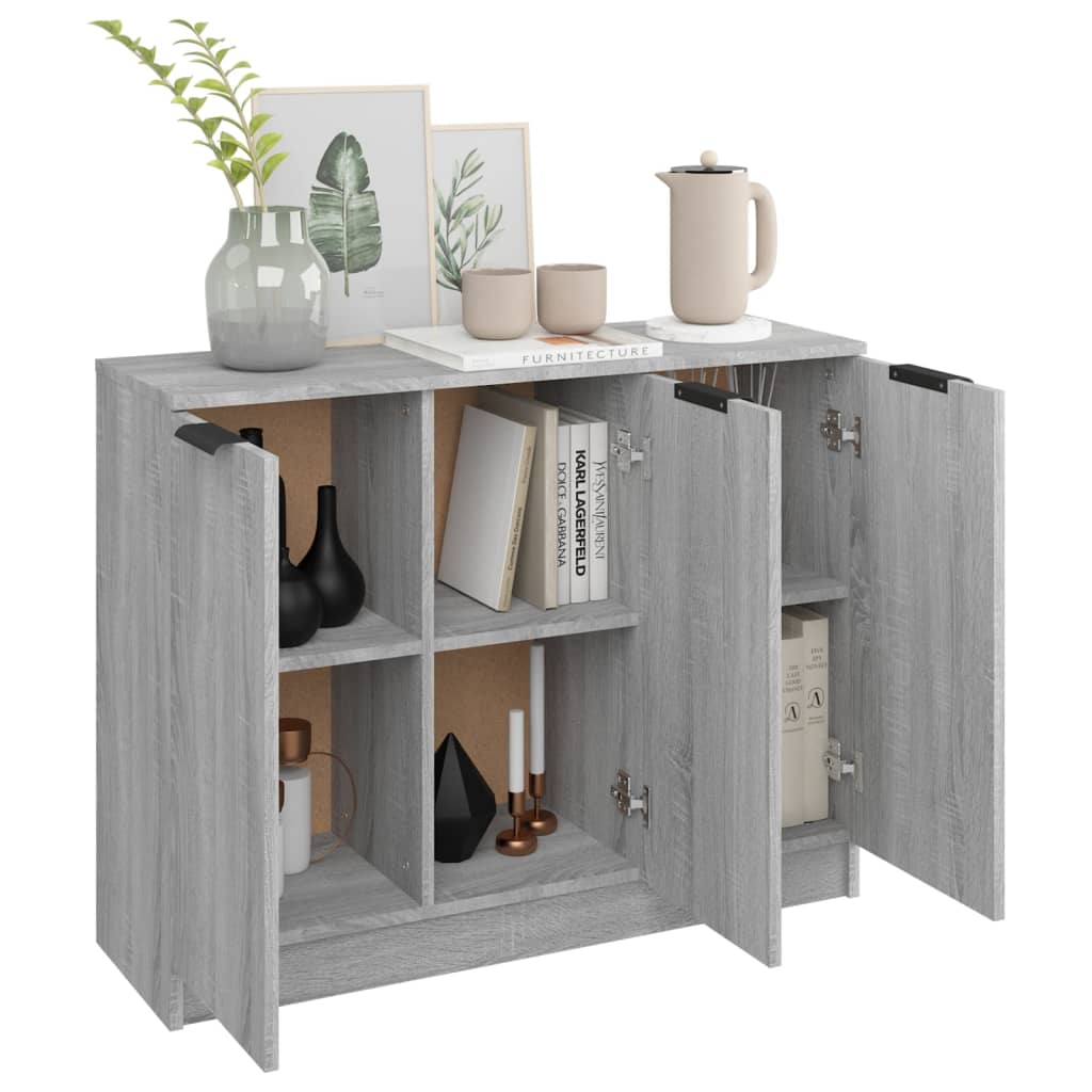 Sideboard, gray oak, 90.5x30x70cm, engineered wood