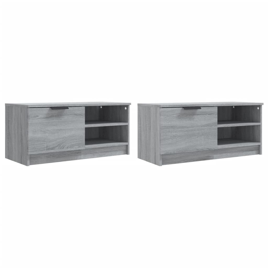 Televizoriaus spintelės, 2vnt., pilkos, 80x35x36,5cm, mediena