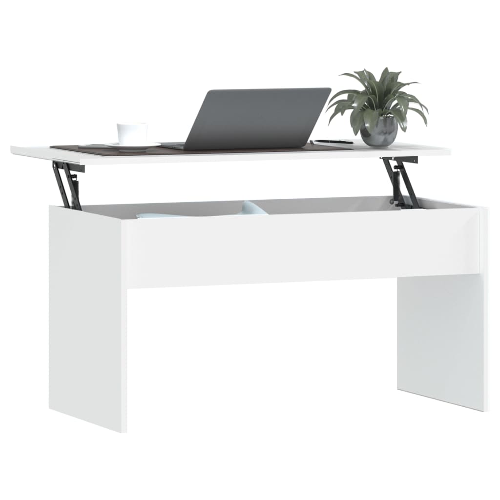 Coffee table, white, 102x50.5x52.5cm, engineered wood
