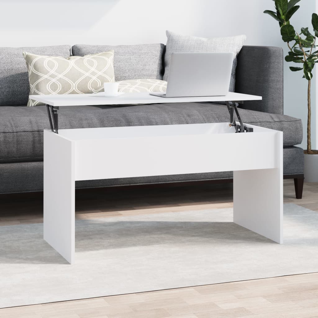 Coffee table, white, 102x50.5x52.5cm, engineered wood