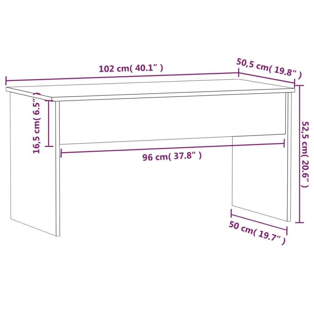 Coffee table, concrete grey, 102x50.5x52.5cm, wood