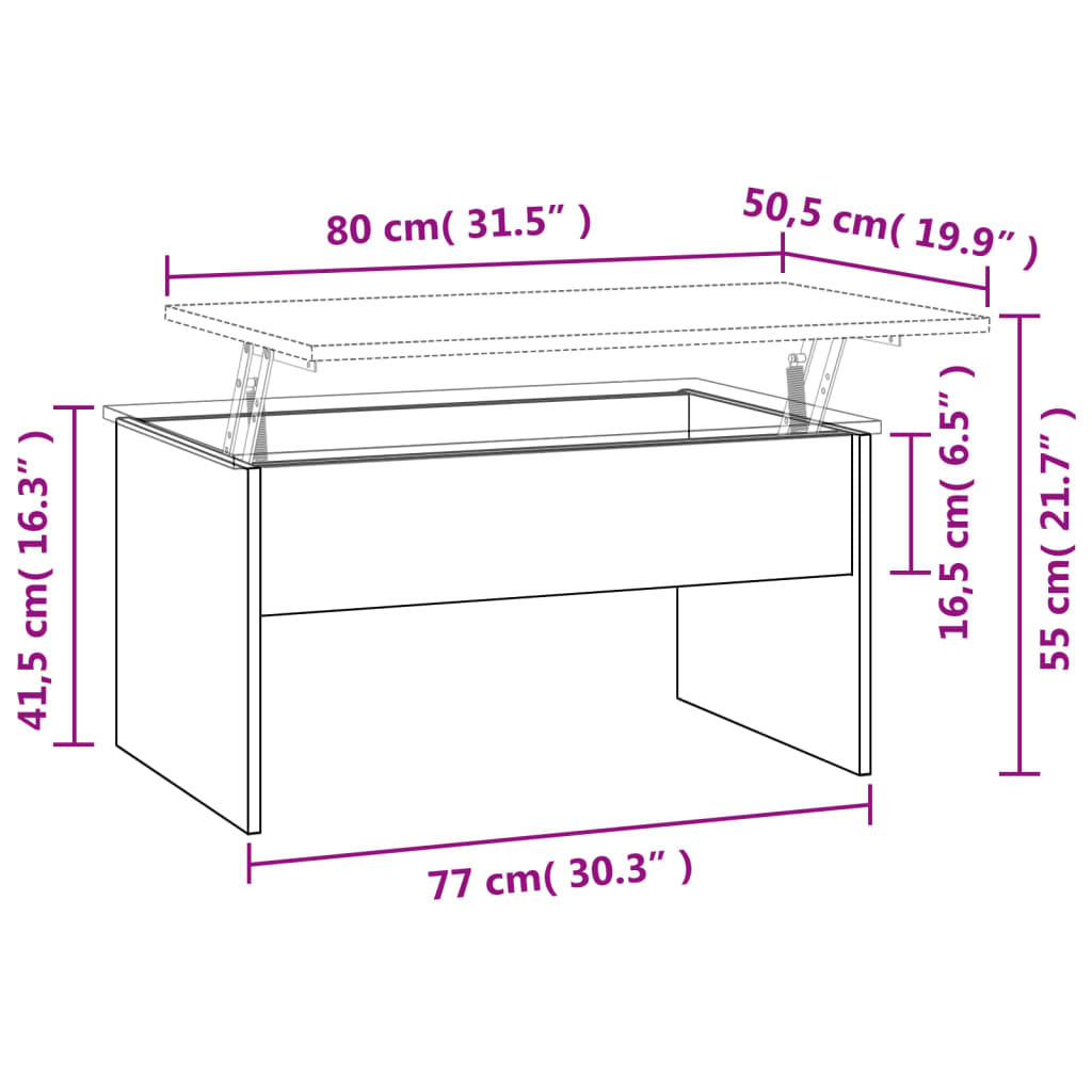 Coffee table, white, 80x50.5x41.5cm, engineered wood