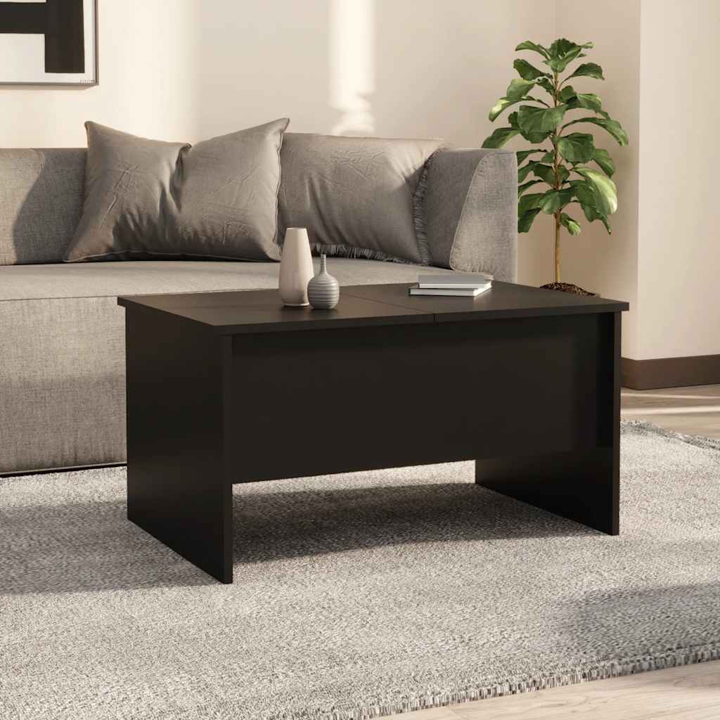 Coffee table, black, 80x50x42.5cm, engineered wood