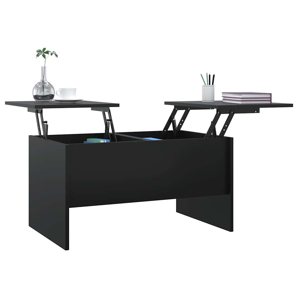 Coffee table, black, 80x50x42.5cm, engineered wood
