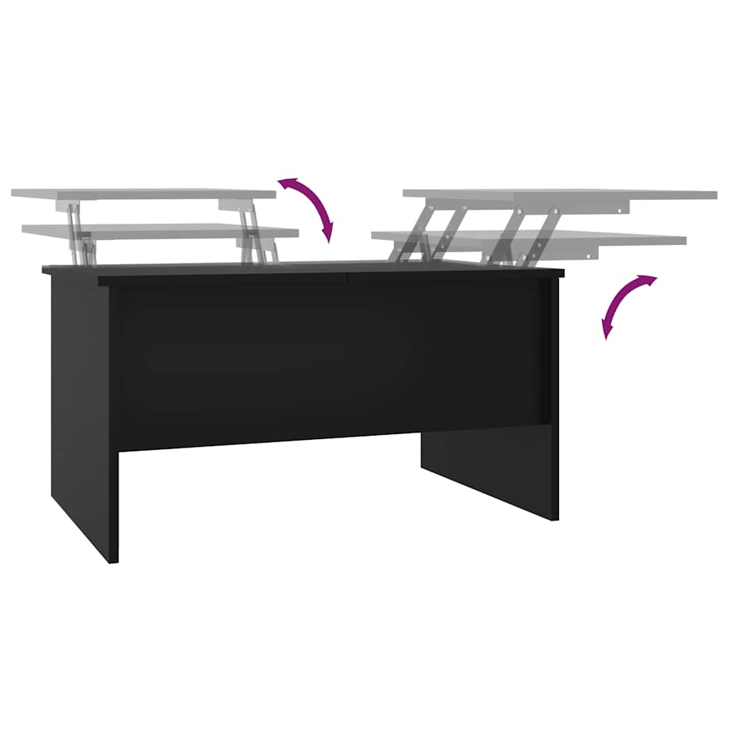 Coffee table, black, 80x50x42.5cm, engineered wood