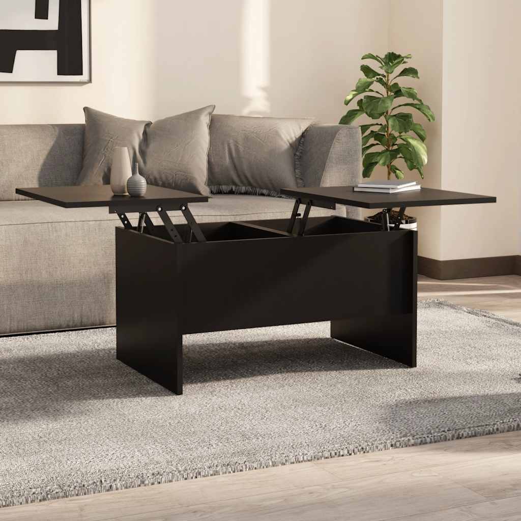 Coffee table, black, 80x50x42.5cm, engineered wood