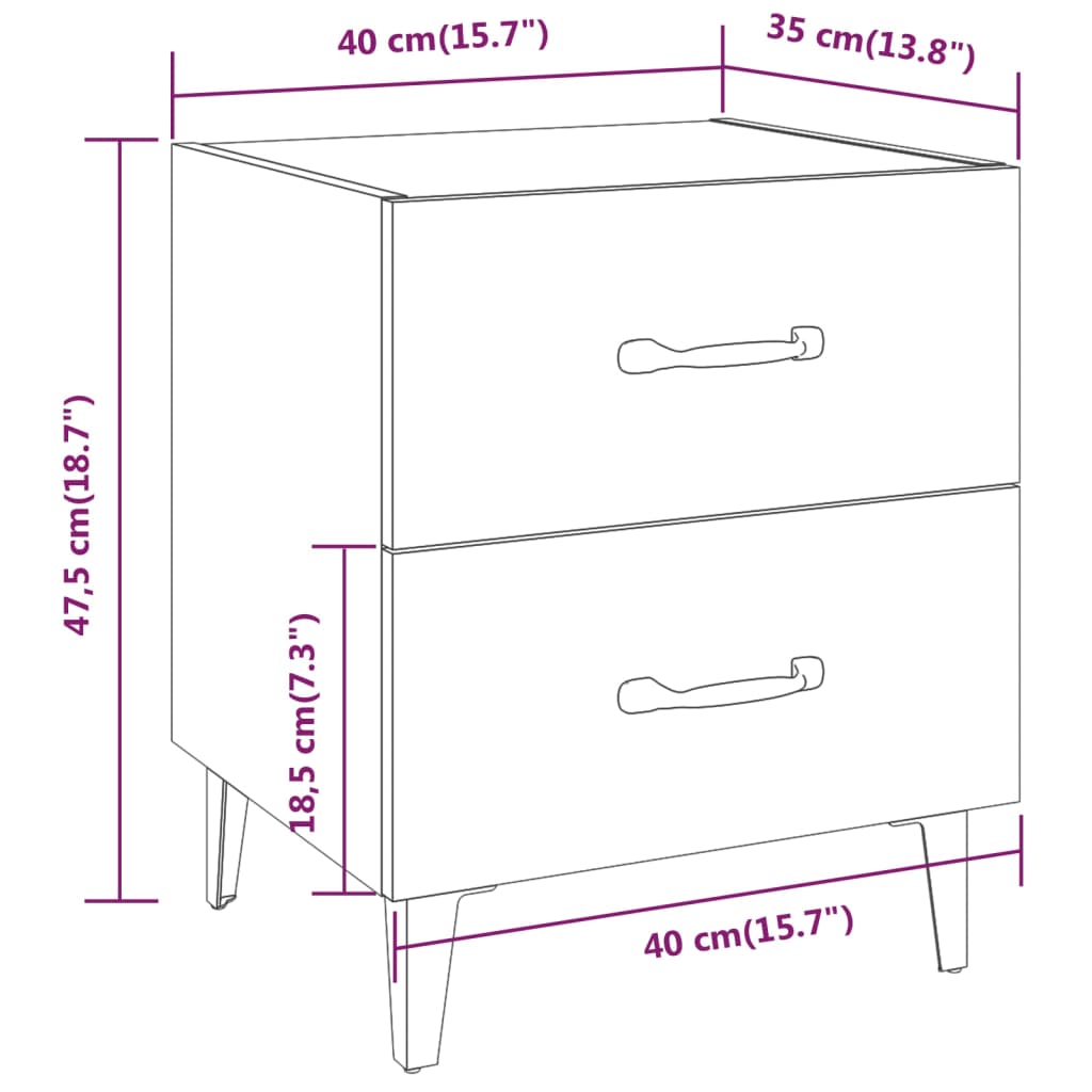 Nightstand, white, 40x35x47.5cm