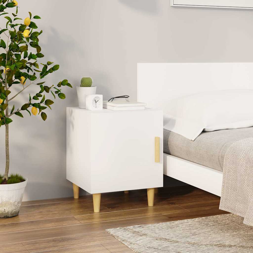 Bedside tables, 2 pcs., white, engineered wood
