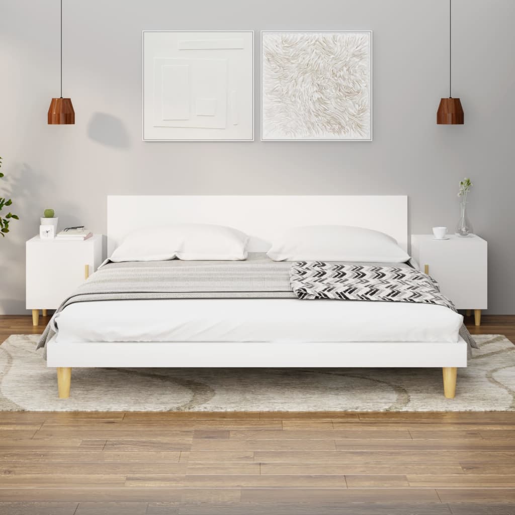 Bedside tables, 2 pcs., white, engineered wood