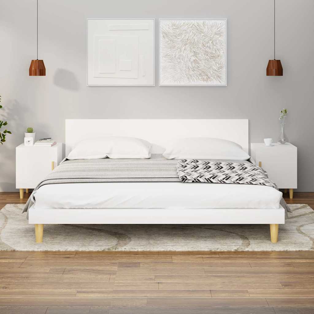 Bedside tables, 2 pcs., white, engineered wood