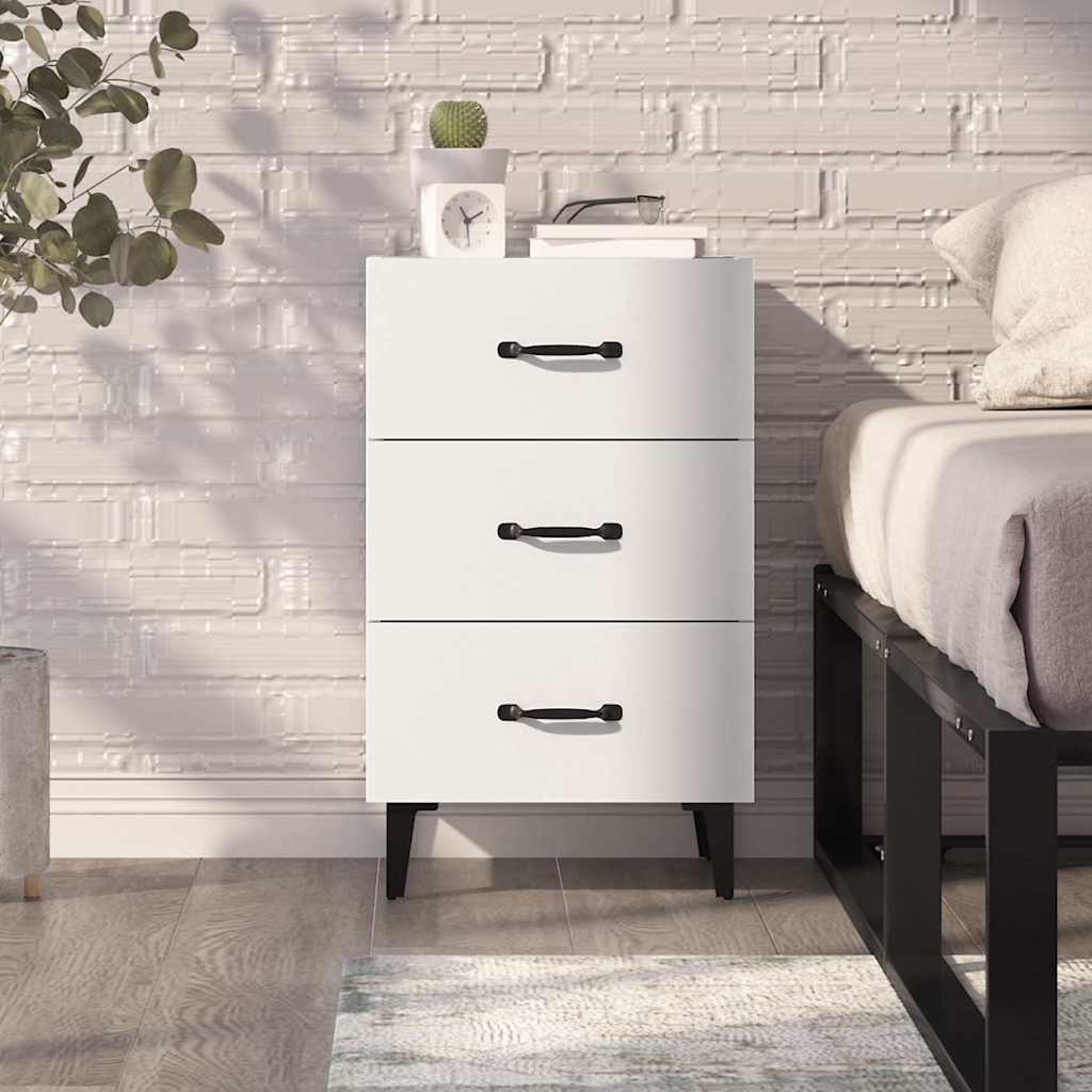 Nightstand, white, 40x40x66cm, engineered wood