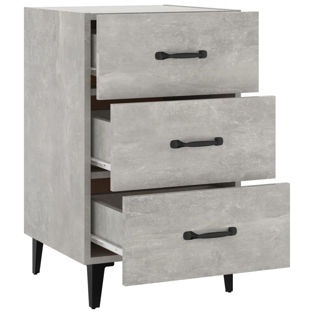 Bedside table, concrete grey, 40x40x66cm, engineered wood