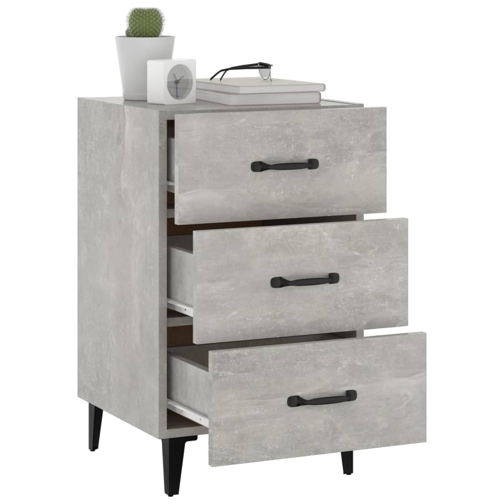Bedside table, concrete grey, 40x40x66cm, engineered wood