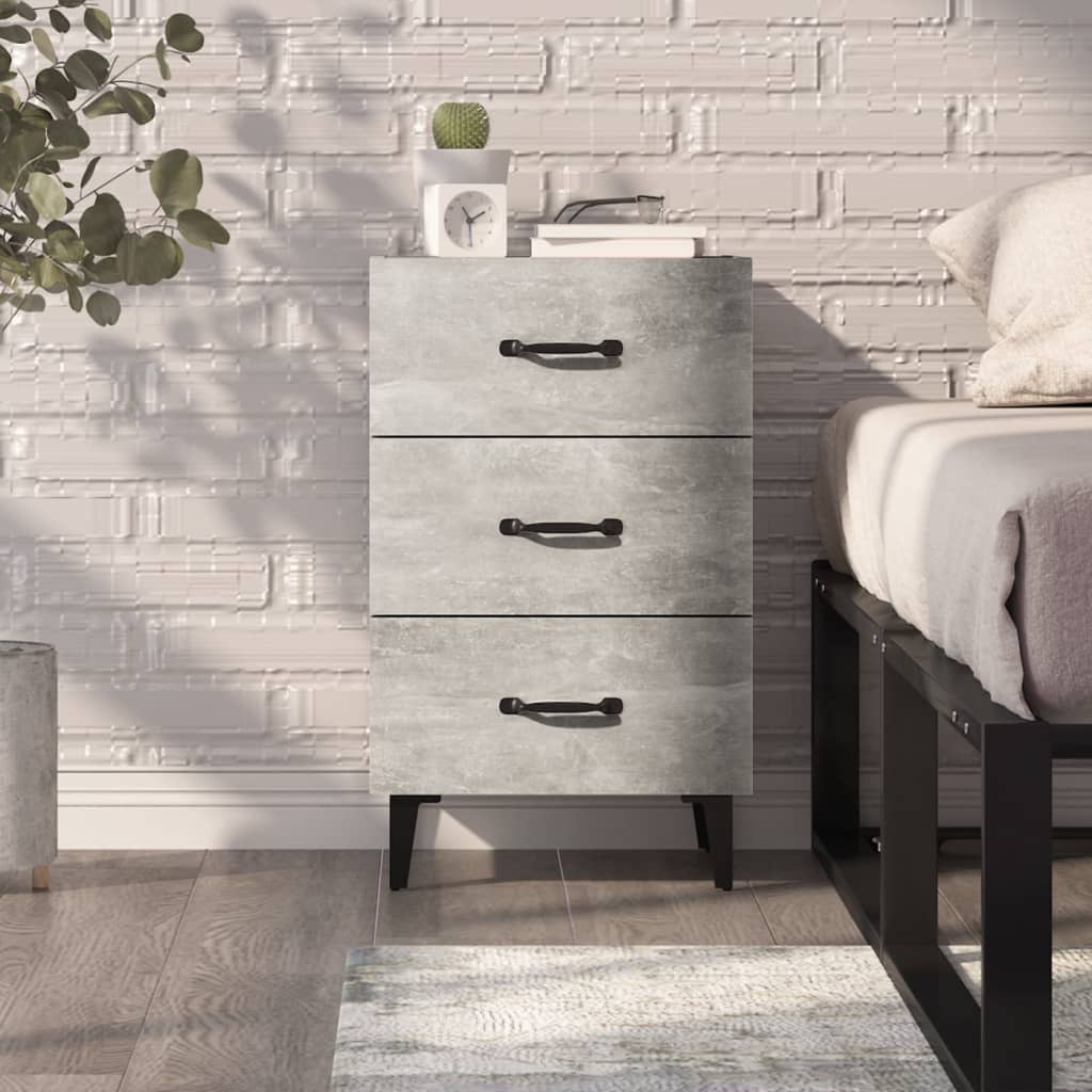 Bedside table, concrete grey, 40x40x66cm, engineered wood