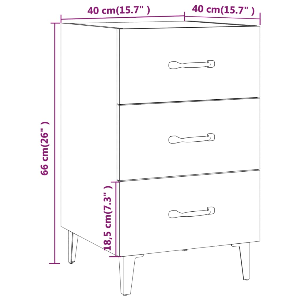 Bedside table, concrete grey, 40x40x66cm, engineered wood