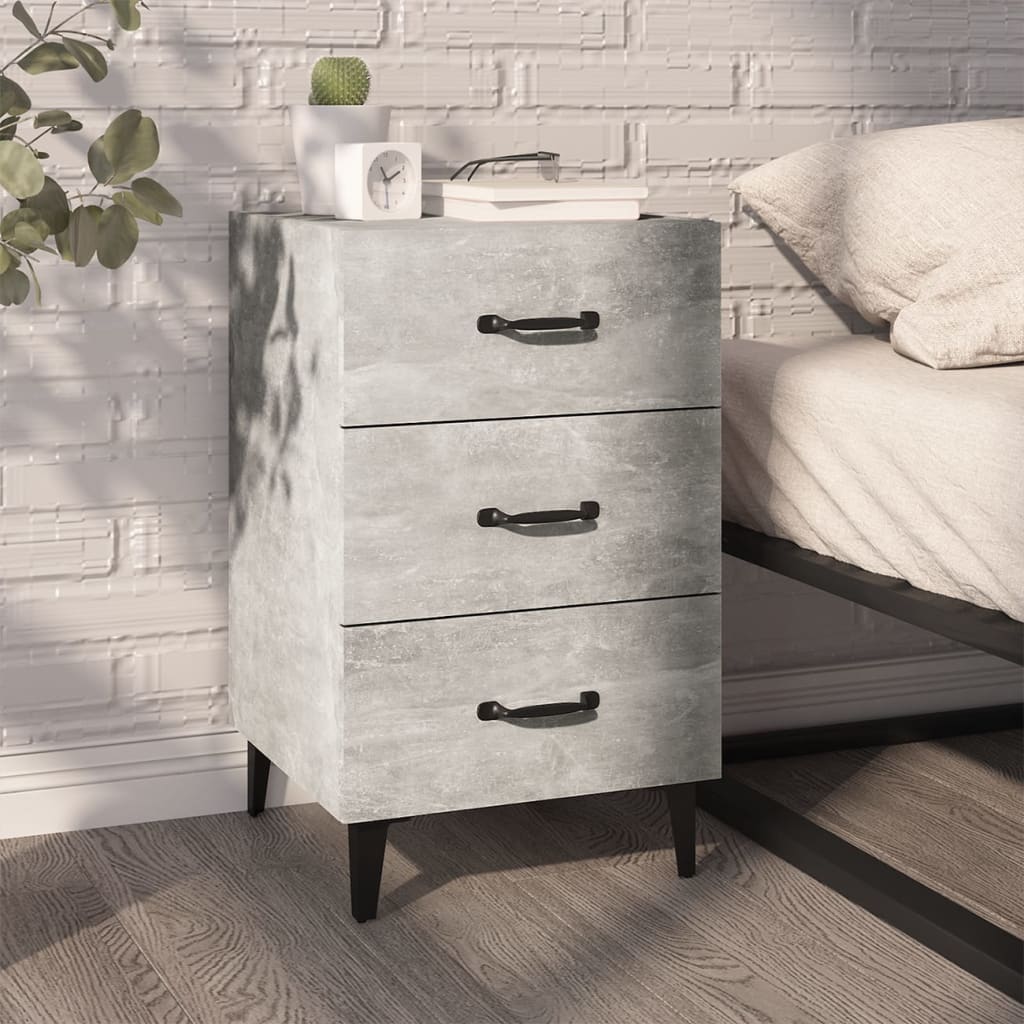 Bedside table, concrete grey, 40x40x66cm, engineered wood