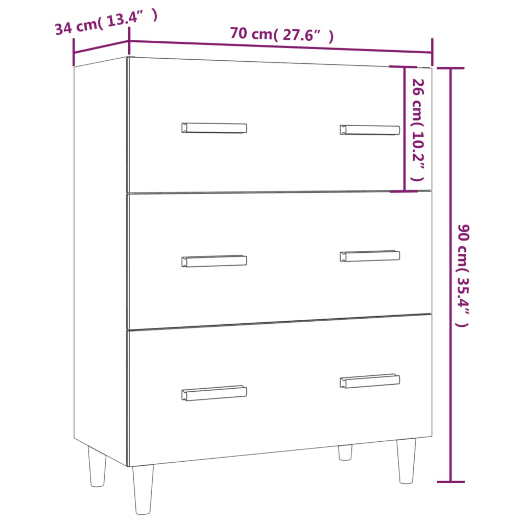 Sideboard, oak color, 70x34x90cm, engineered wood