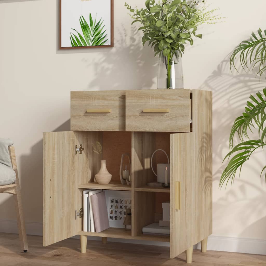 Side cabinet, oak color, 69.5x34x89cm, engineered wood