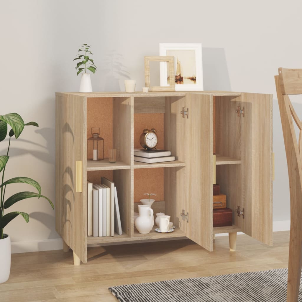 Sideboard, Sonoma oak, 90x34x80cm, engineered wood