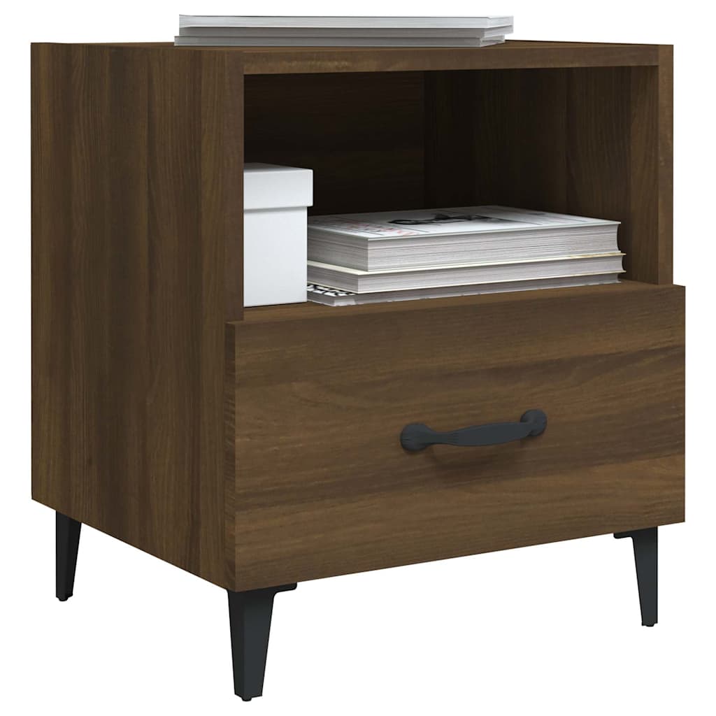 Bedside tables, 2 pcs., brown oak, engineered wood