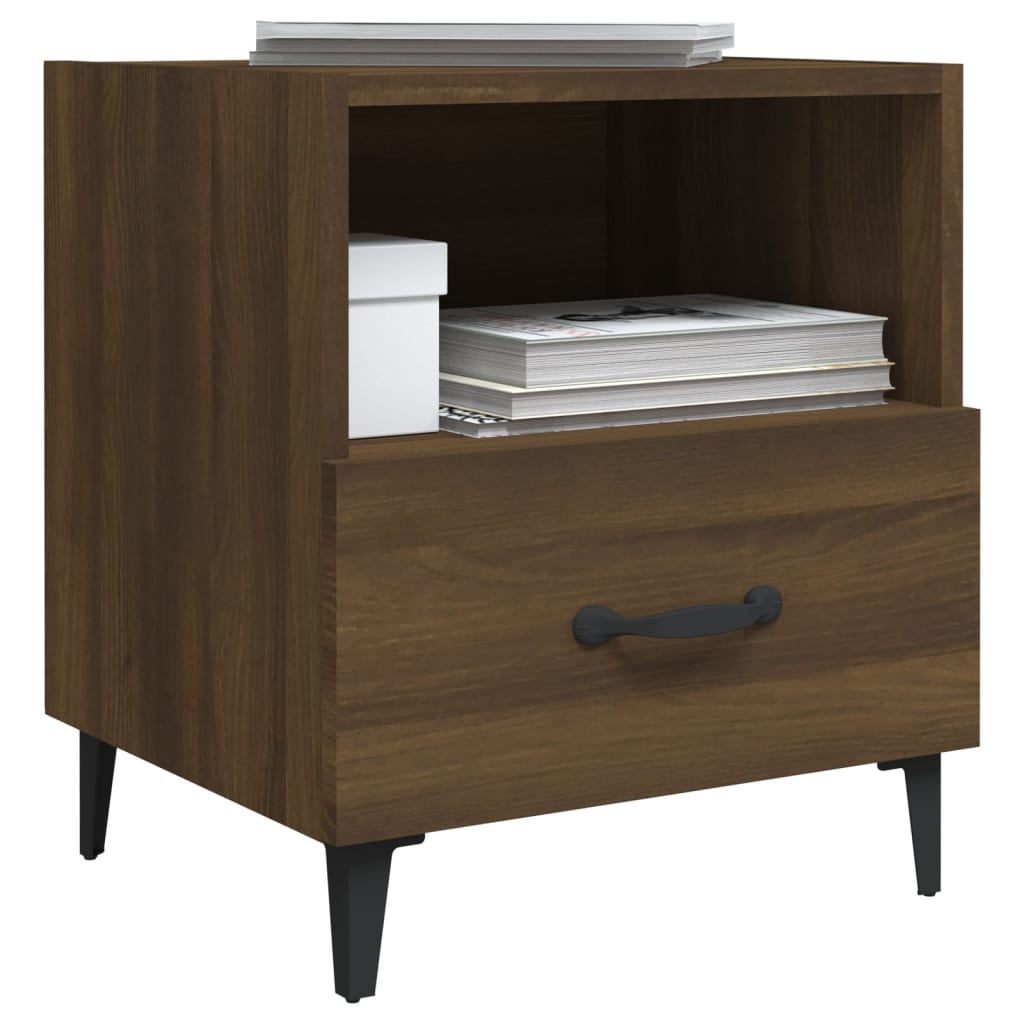 Bedside tables, 2 pcs., brown oak, engineered wood