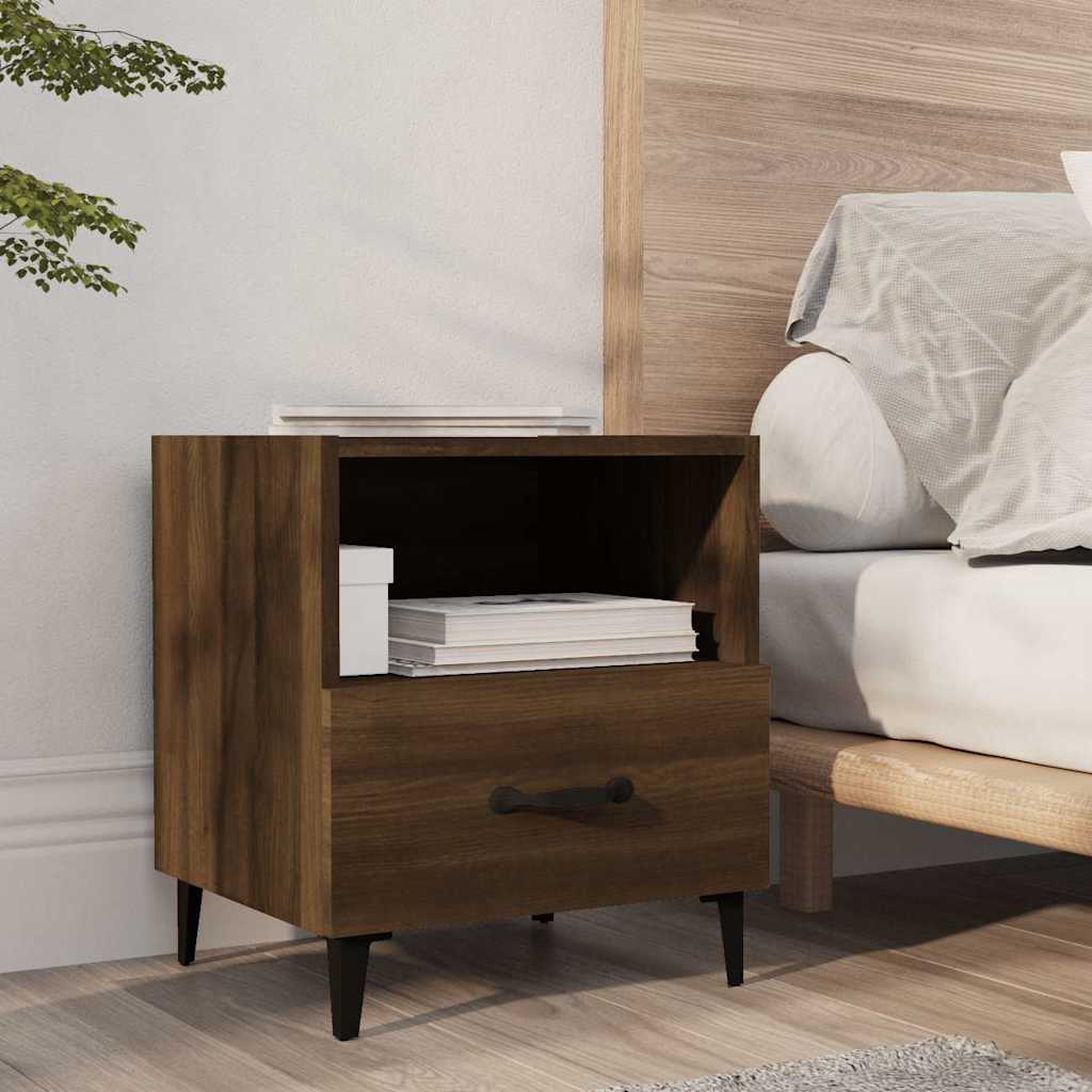 Bedside tables, 2 pcs., brown oak, engineered wood