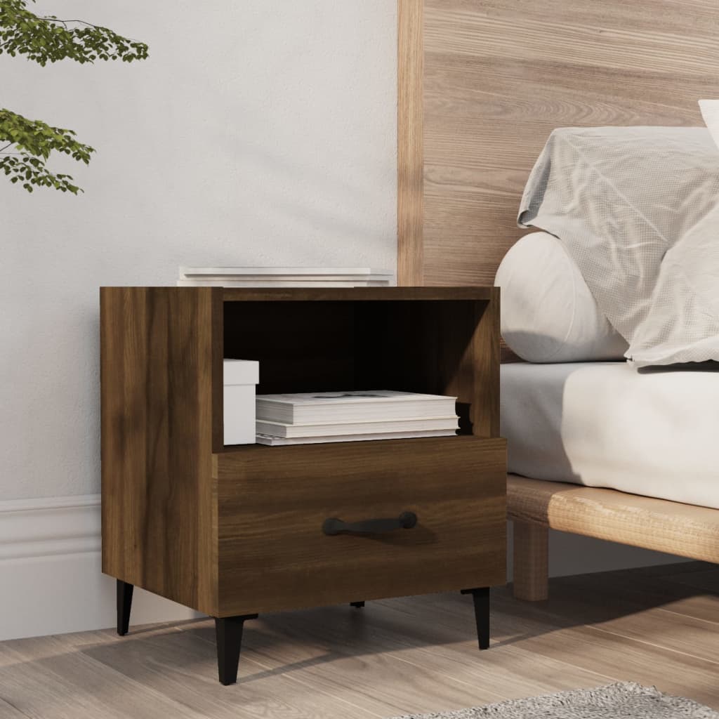 Bedside tables, 2 pcs., brown oak, engineered wood