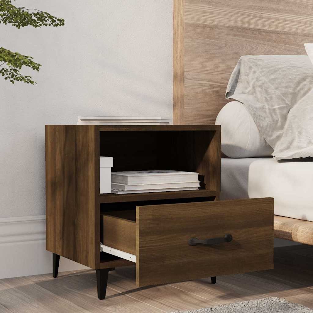 Bedside tables, 2 pcs., brown oak, engineered wood