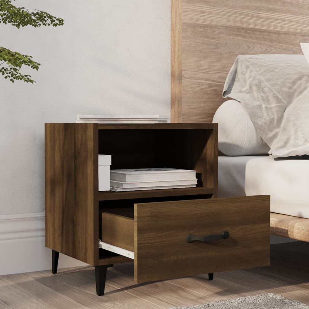 Bedside tables, 2 pcs., brown oak, engineered wood