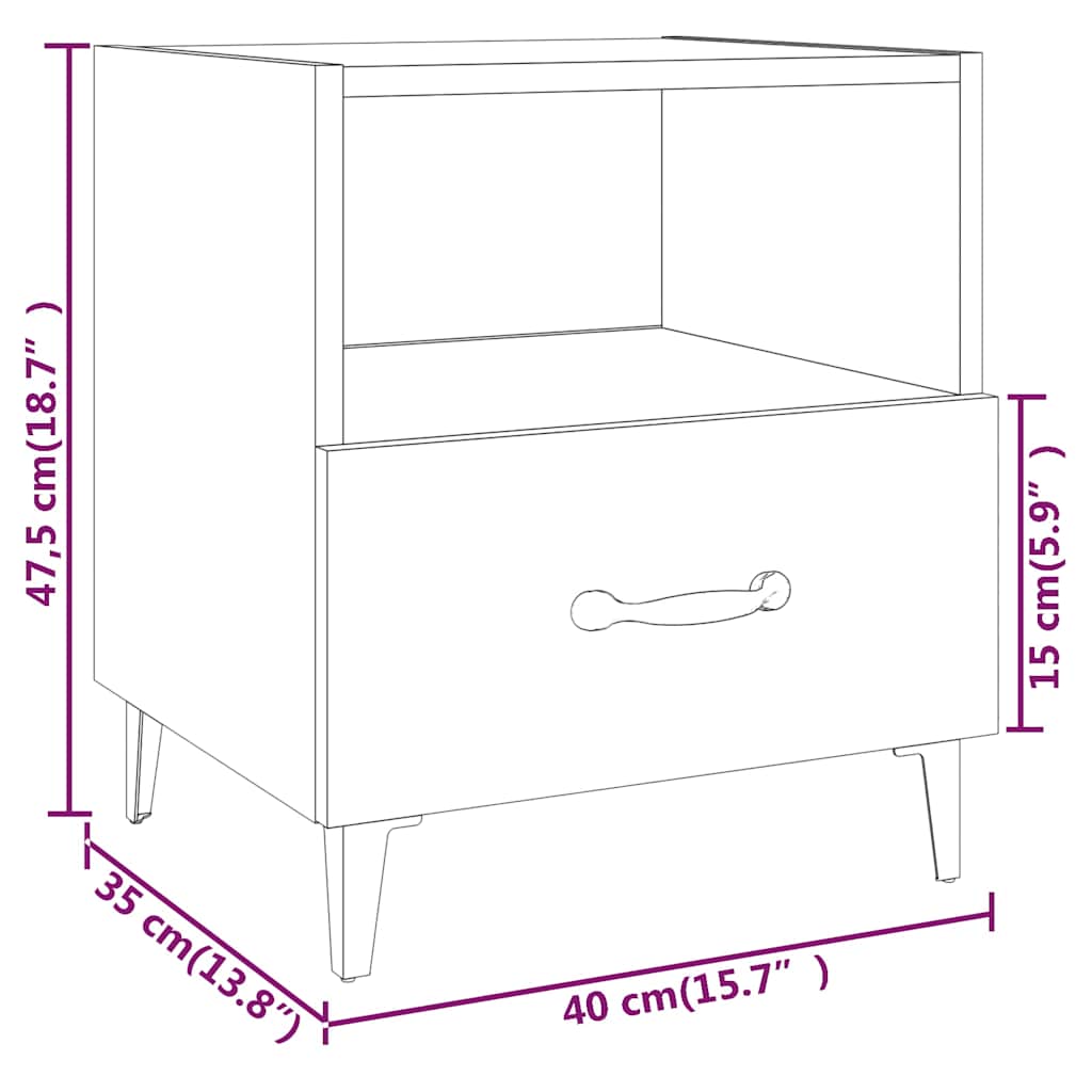 Bedside tables, 2 pcs., brown oak, engineered wood