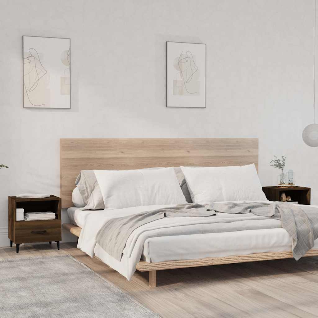 Bedside tables, 2 pcs., brown oak, engineered wood