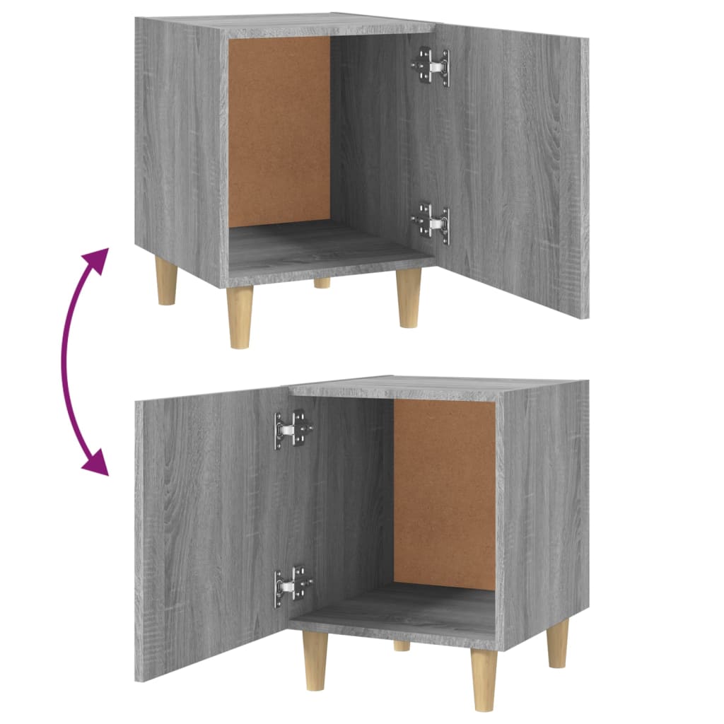 Bedside tables, 2 pcs., grey oak, engineered wood