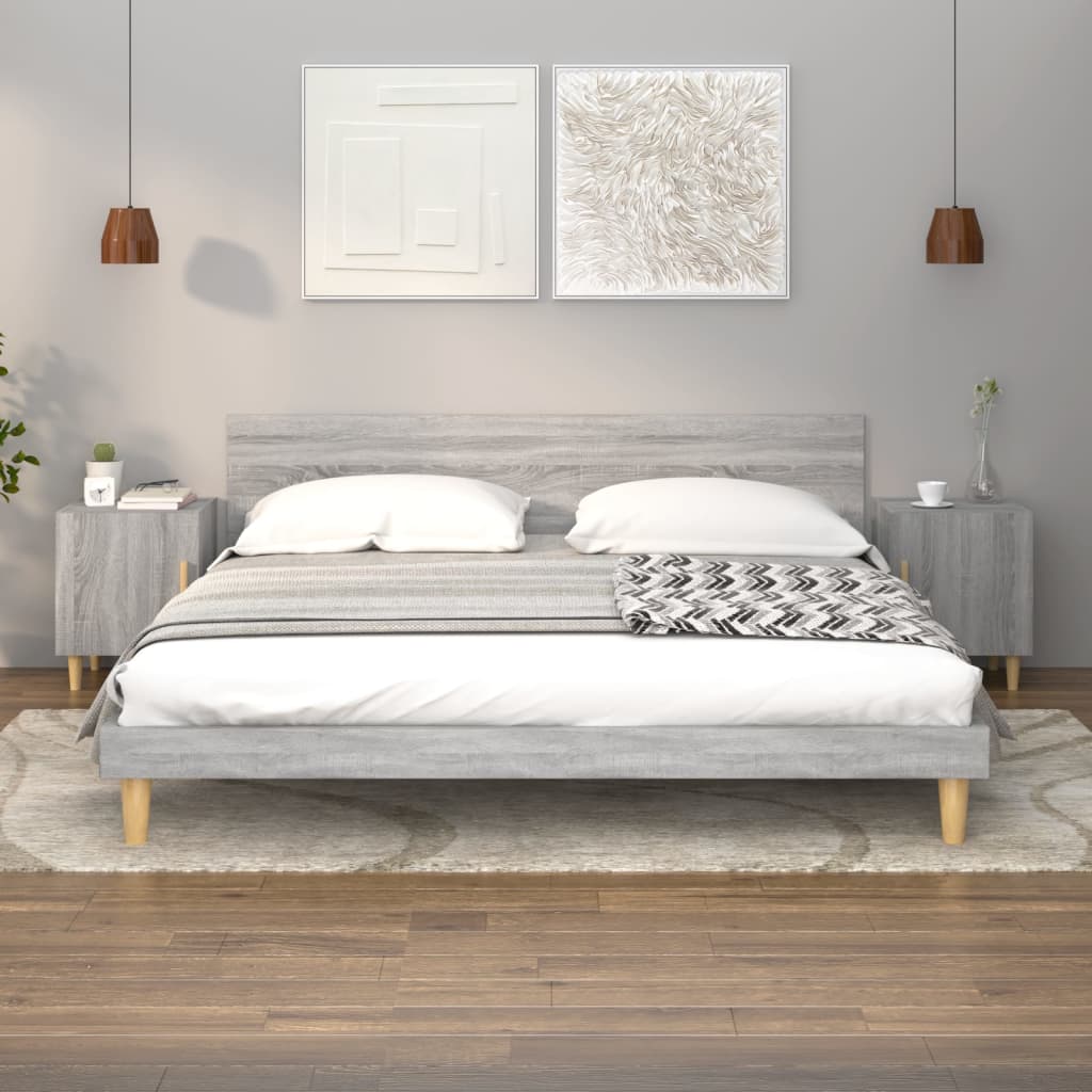 Bedside tables, 2 pcs., grey oak, engineered wood