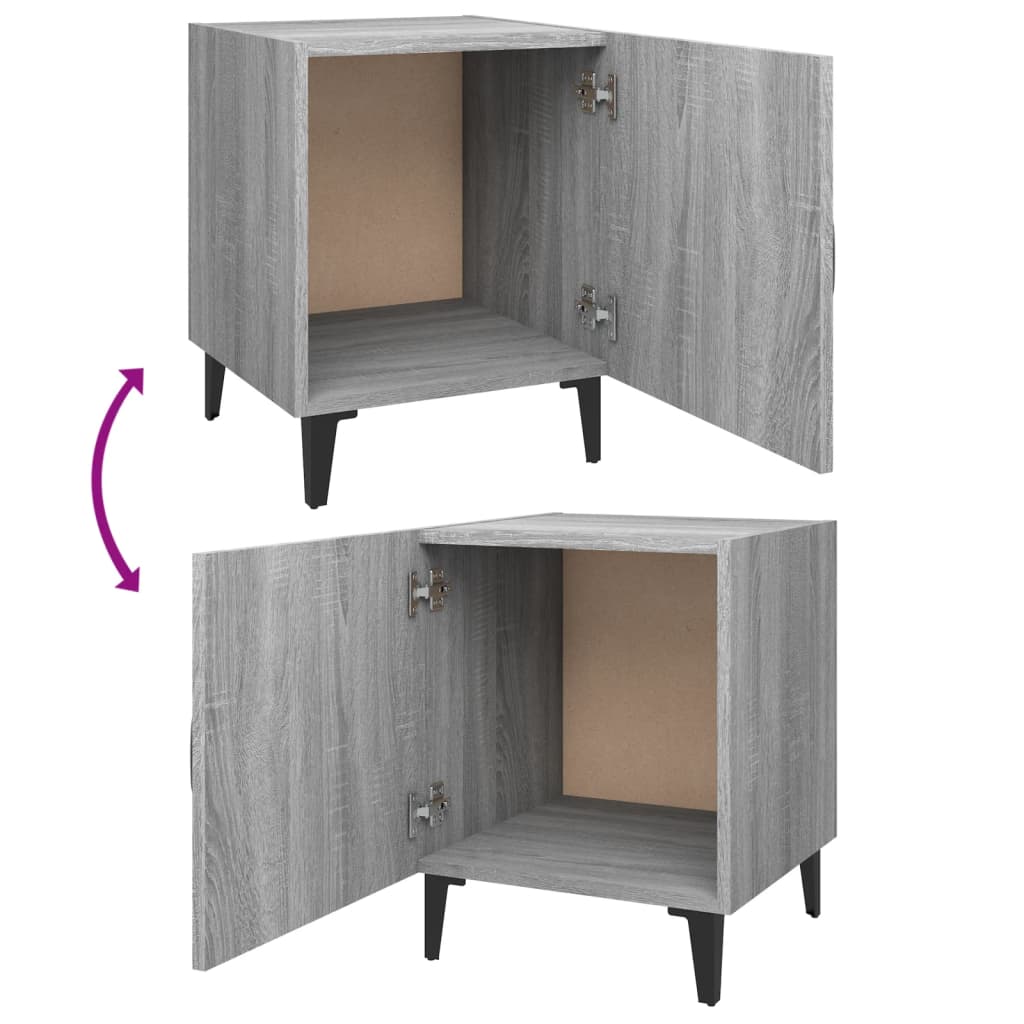 Bedside tables, 2 pcs., grey oak, engineered wood