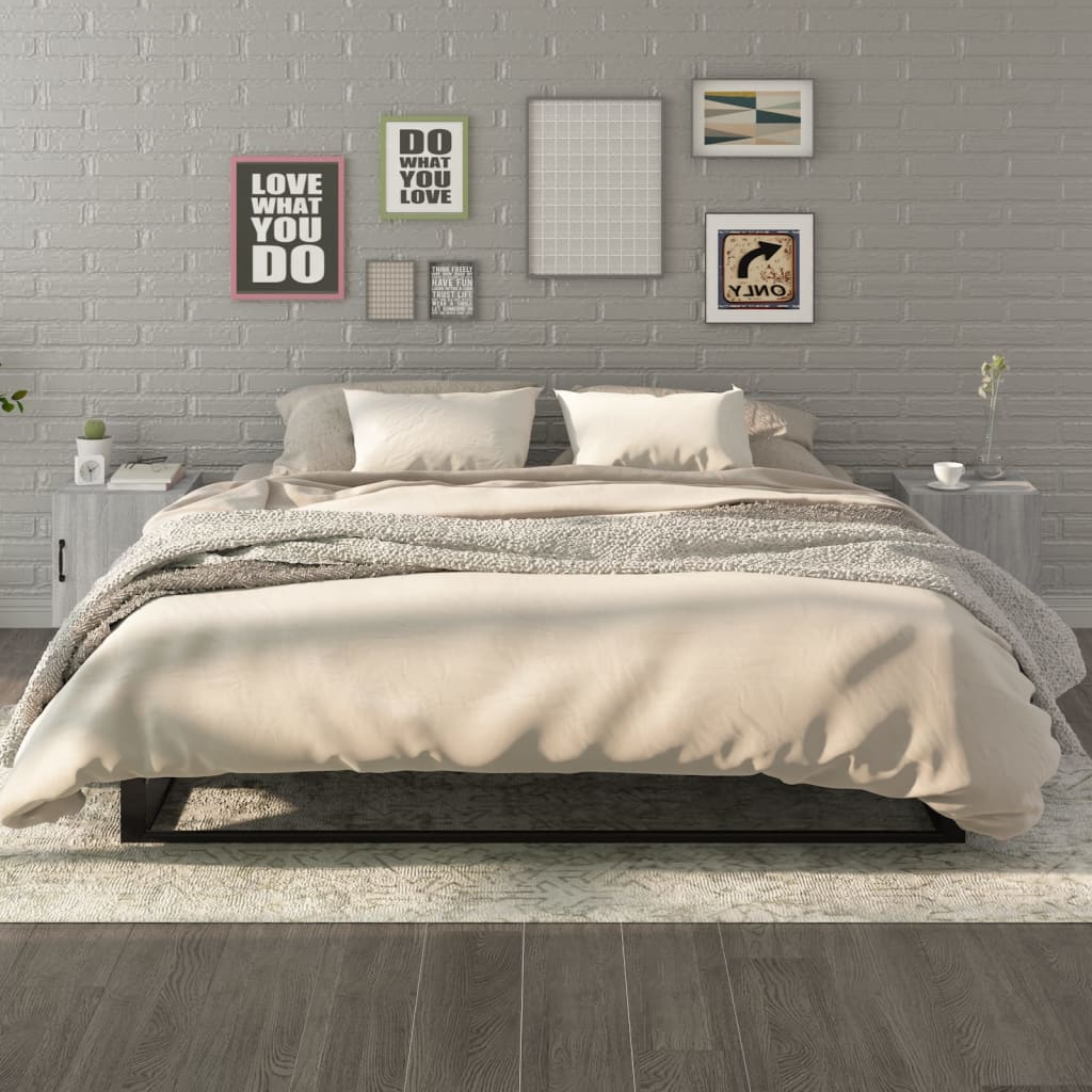 Bedside tables, 2 pcs., grey oak, engineered wood