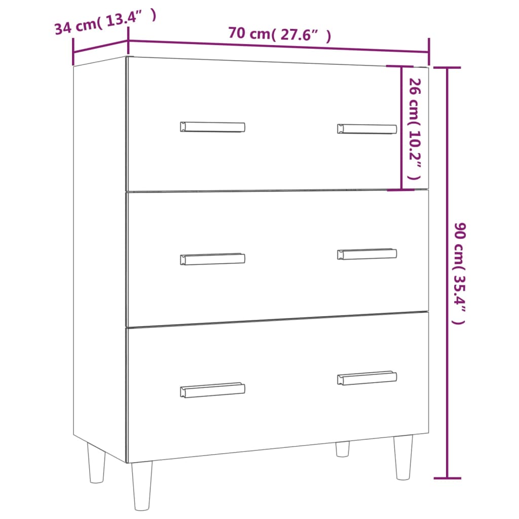 Sideboard, smoky oak, 70x34x90cm, engineered wood