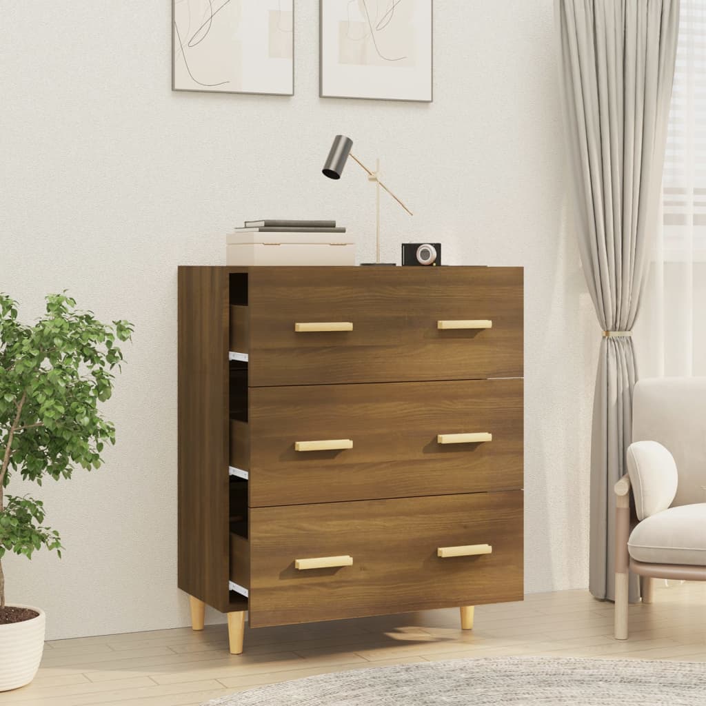 Sideboard, brown oak, 70x34x90cm, engineered wood