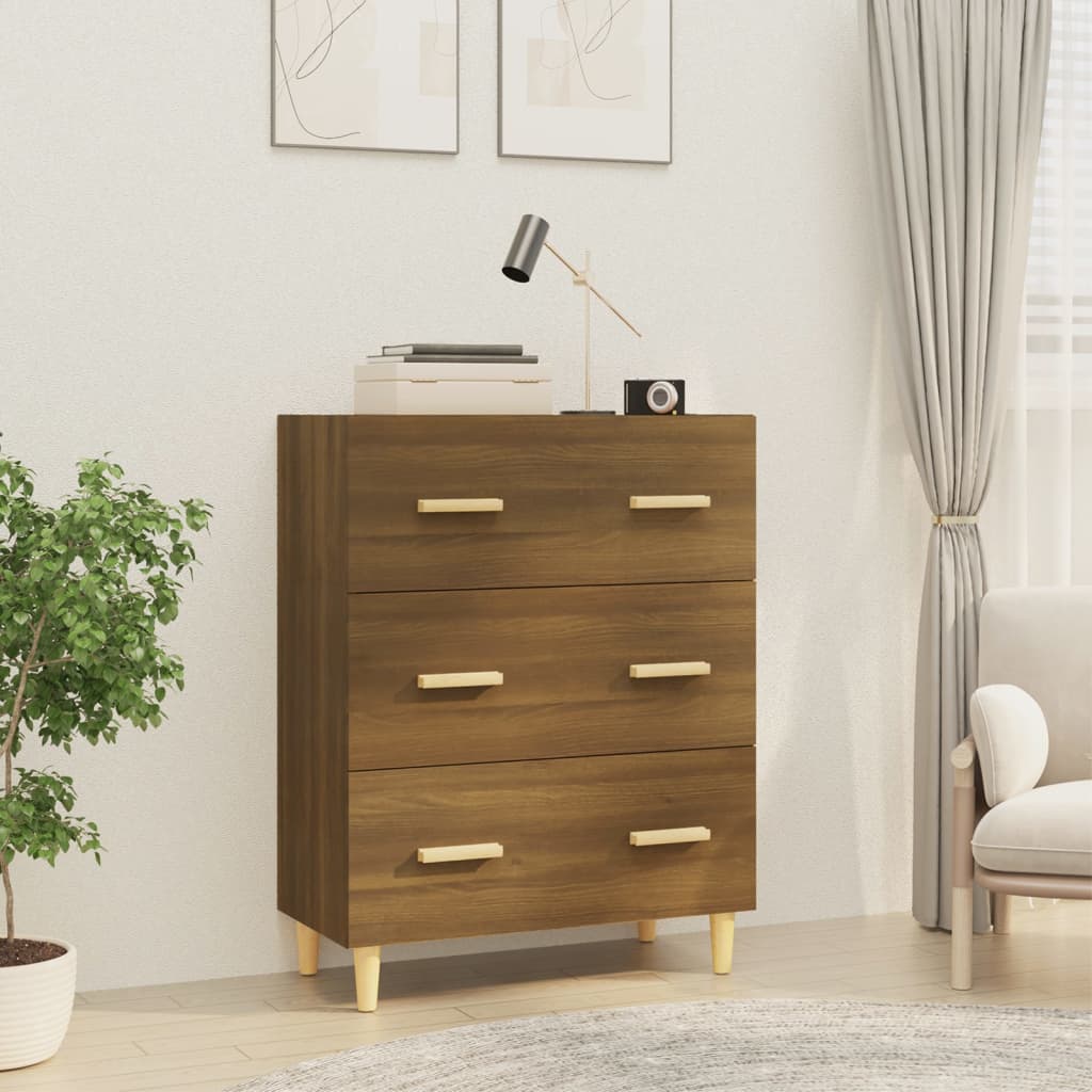 Sideboard, brown oak, 70x34x90cm, engineered wood